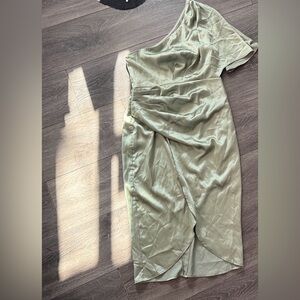 Cupshe Asymmetric Sage Green Midi Dress
